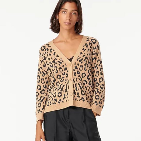 J. Crew Sweaters - J. Crew v-neck cardigan sweater leopard medium NWT